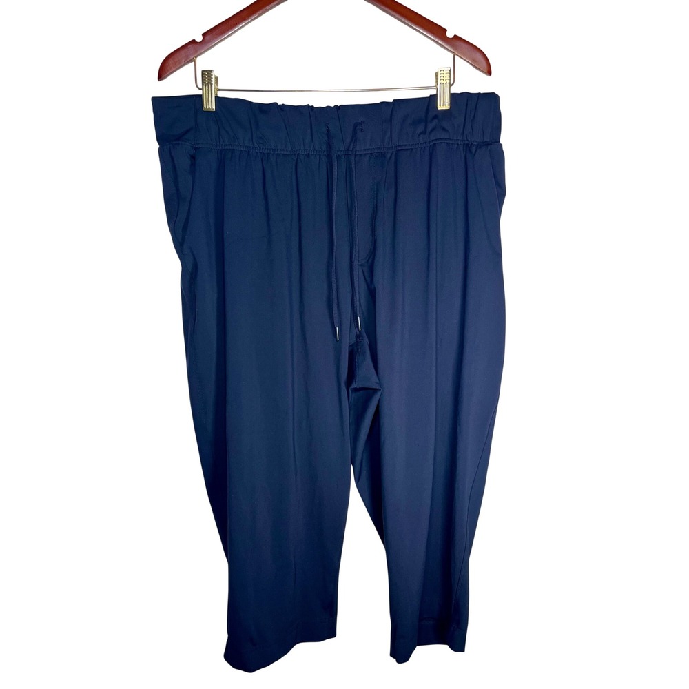 LIVI Active Joggers Women 18/20 Navy Blue High Rise Crop Drawstring Pockets